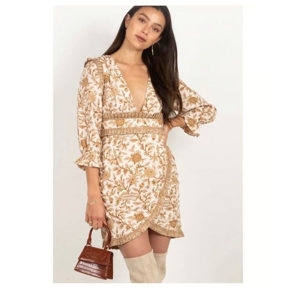 Cleobella Victoria Faux Wrap Floral Brown‎ Dress